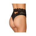 Dreamgirl High-waist Scallop Lace Panty With Keyhole Back Black M