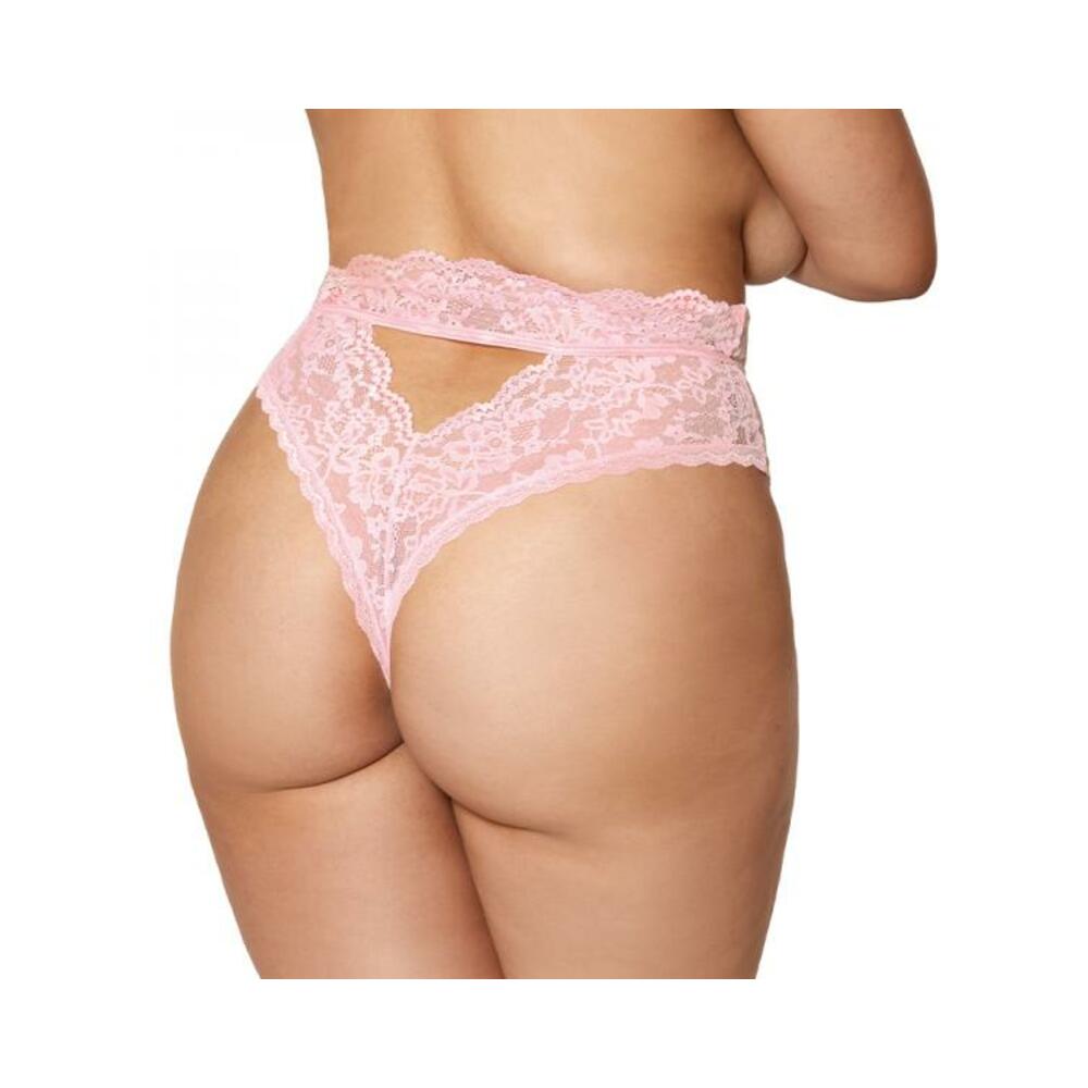 Dreamgirl High-waist Scallop Lace Panty With Keyhole Back Pink 2xl