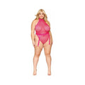 Fishnet & Faux Leather Teddy Peony Q/s