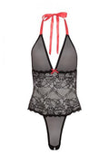 V Plunge Lace & Mesh Teddy Black OS