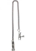 Adjustable Duck Bill Nipple Clamps With Jewel Chain Silver
