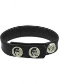 Plain Joe Sewn Leather Cock Ring with Snaps Black