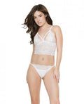 Classic Scallop Stretch Lace Bralette & Crotchless Panty White O/s