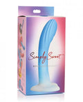 Curve Toys Simply Sweet 7" Rippled Silicone Dildo - Blue/white