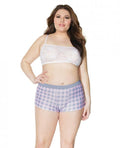 Crystal Pink Buffalo Check Print Short Grey/pink Os/xl