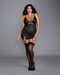 Power Mesh Garter Slip W/g-string (modified Sides & Back) Black 1x