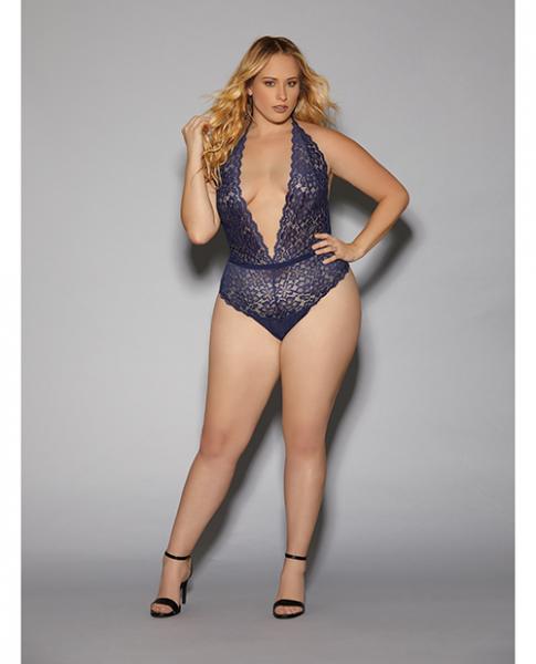 Euphoria Open Back Halter Tie Teddy Navy Qn