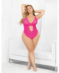 Neons Keyhole Front Teddy W/tanga Back Neon Pink 1x/2x