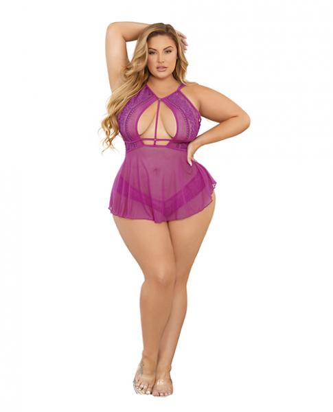 Sheer Shorty Babydoll Wild Orchid 2x