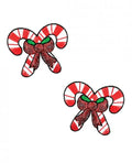 Neva Nude Sequin Candy Cane Pasties - Red/white O/s