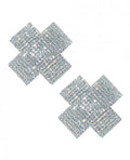 Neva Nude Cross Crystal Jewel Reusable Silicone Nipple Pasties - Clear O/s