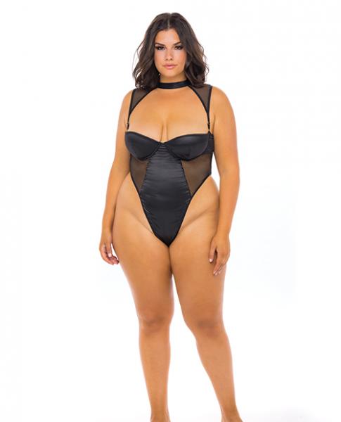 Josephine High Leg Teddy W/removable Fishnet Collared Harness Black 2x