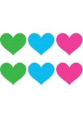Neon Heart Pasties Value Pack Of 3 O/S