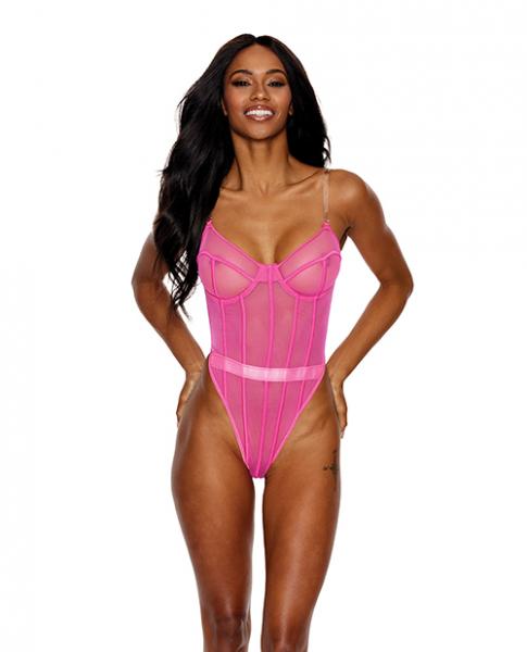 Mesh Underwire Teddy Hot Pink Md