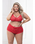 Knit Bralette & Cheeky Shorts Flame Scarlet 1x/2x