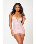 Floral Mesh Chemise & G-string Pink Sm