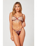 Holiday Rhinestone Bra W/underwire Open Cup & G-string Wine L/xl