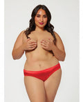 Holiday Stretch Satin Panty W/rhinestone Chain Back Red 3x/4x