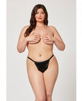Holiday Stretch Satin Thong W/rhinestone Chain Back Black 3x/4x