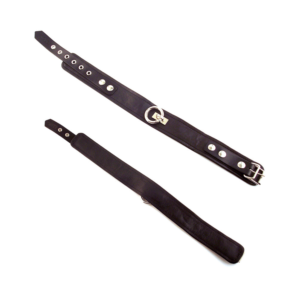 Rouge Leather Plain Collar 1 Ring Black
