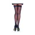 Sheer Stocking W/backseam Lace Top Plus Size Black