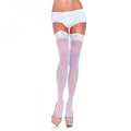 Sheer Thigh High W/ Lace Top Plus White