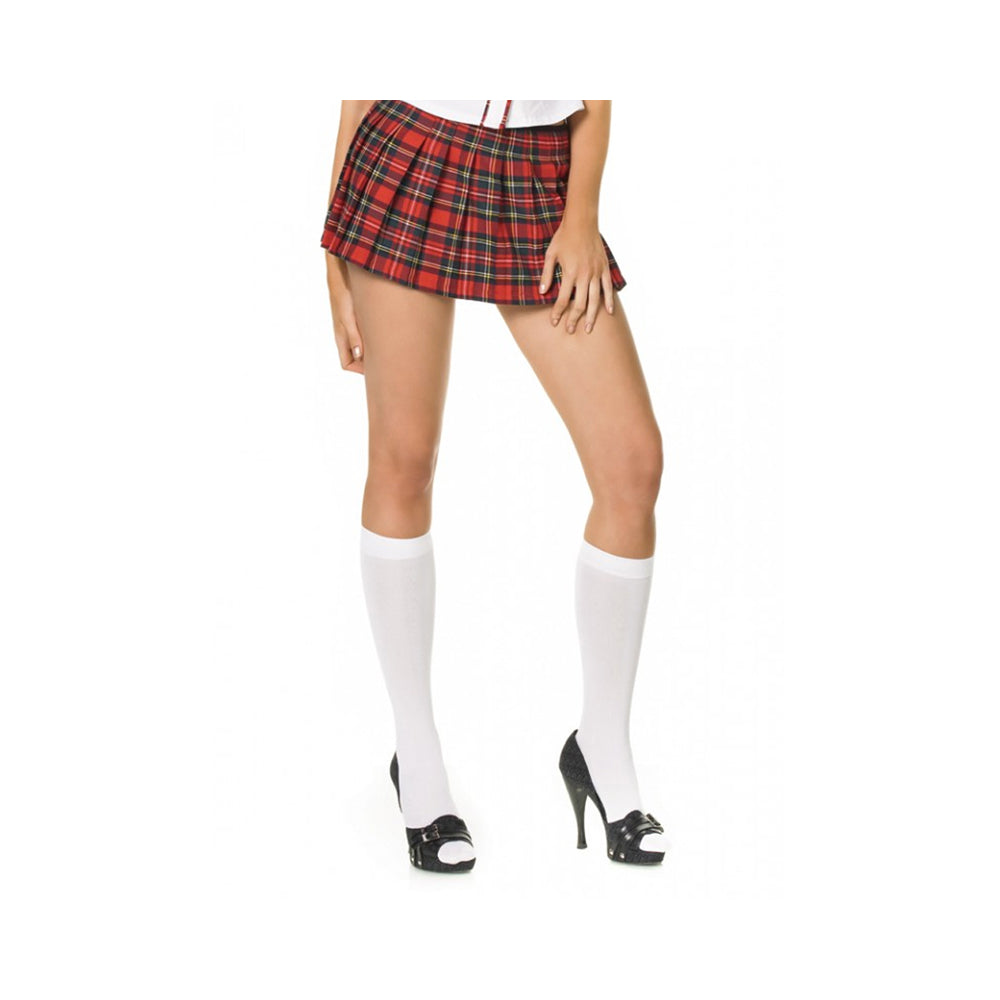 Nylon Knee Highs O/S White