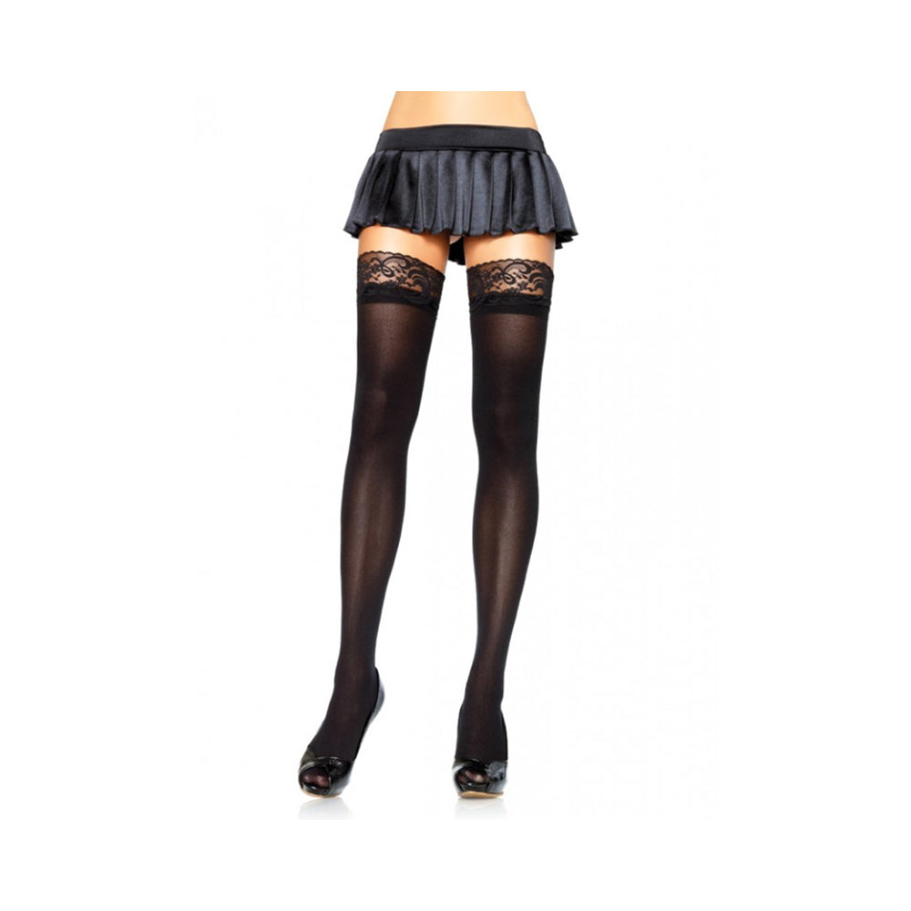 Nylon Stocking Lace Top O/S Black