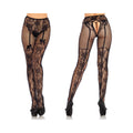 Fleur De Lace Suspender Illusion Crotchless Tights With Bow Accent O/s Black