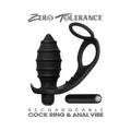 Zero Tolerance Cock Ring&anal Plug W/recharge Bullet Bk