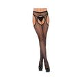 Fishnet Suspender Hose With Scalloped Trim O/s Black