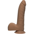 The D Realistic D 7 inches Slim Dildo with Balls Brown