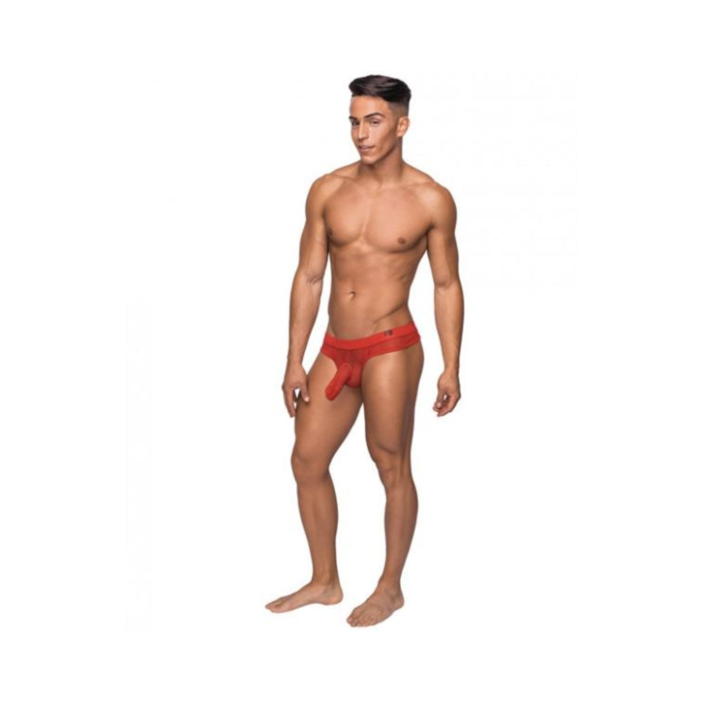Male Power Hoser Hose Low Rise Thong Red S/M Underwear