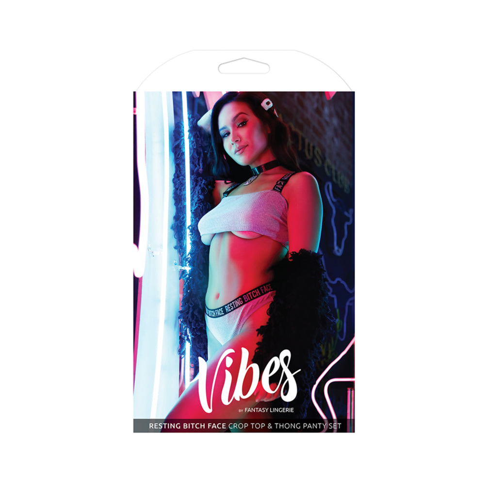Vibes Resting Bitch Face Crop/pnty Set Gry M/l