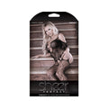 Sheer Aphrodite Floral Net Cold Shoulder Gartered Bodystocking With Cutout Sleeves One Size