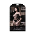 Sheer Aphrodite Floral Net Cold Shoulder Gartered Bodystocking With Cutout Sleeves Queen