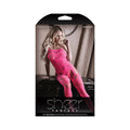 Sheer To The Moon Multi Garter Bodystocking One Size Neon Pink