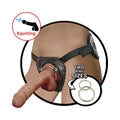 Natural Realskin Squirting Penis With Adjustable Harness 8" - Brown