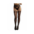 Shots Le Desir Suspender Striped Pantyhose Os Black