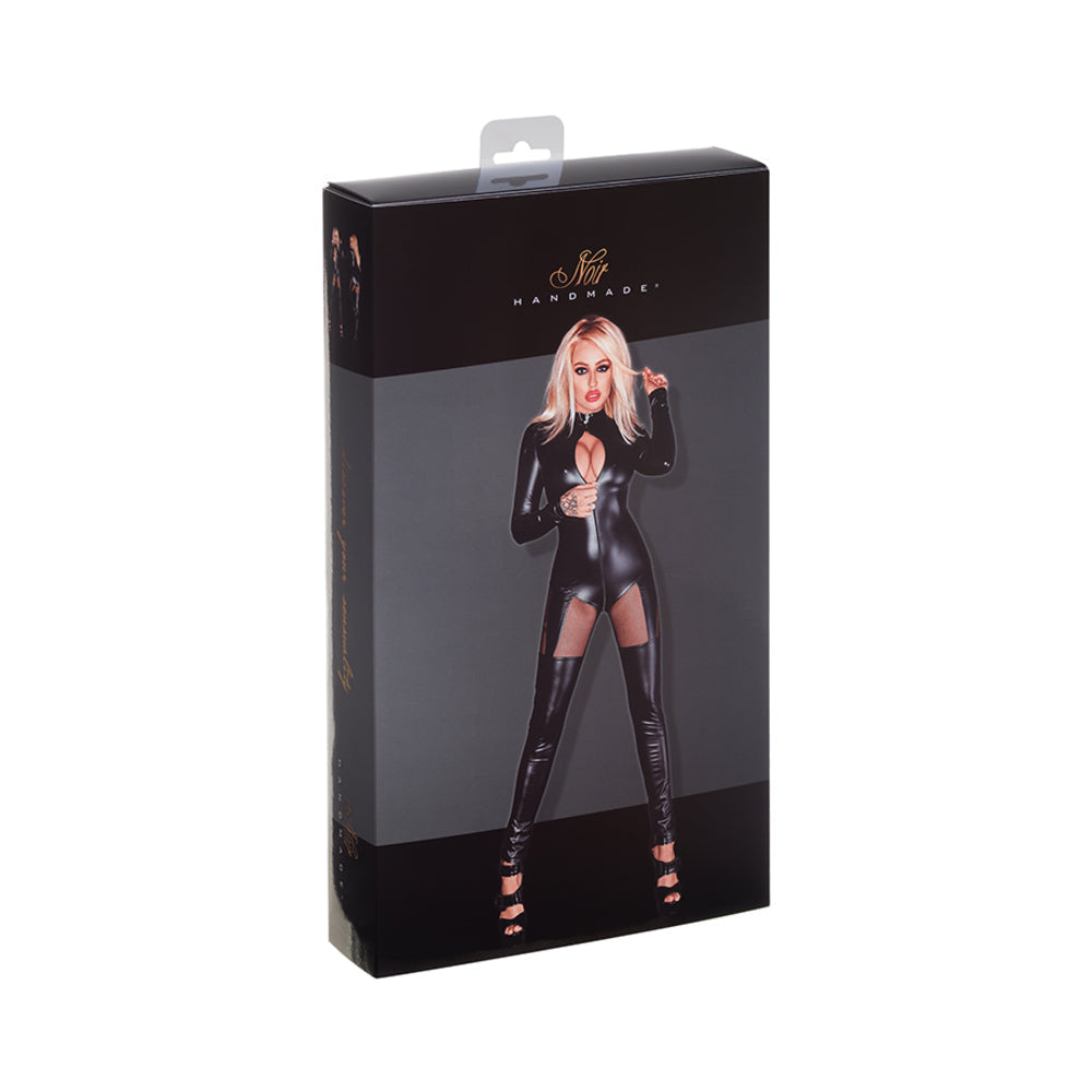 Powerwetlook Overall With Tulle Inserts And 3-way Zipper Xxl