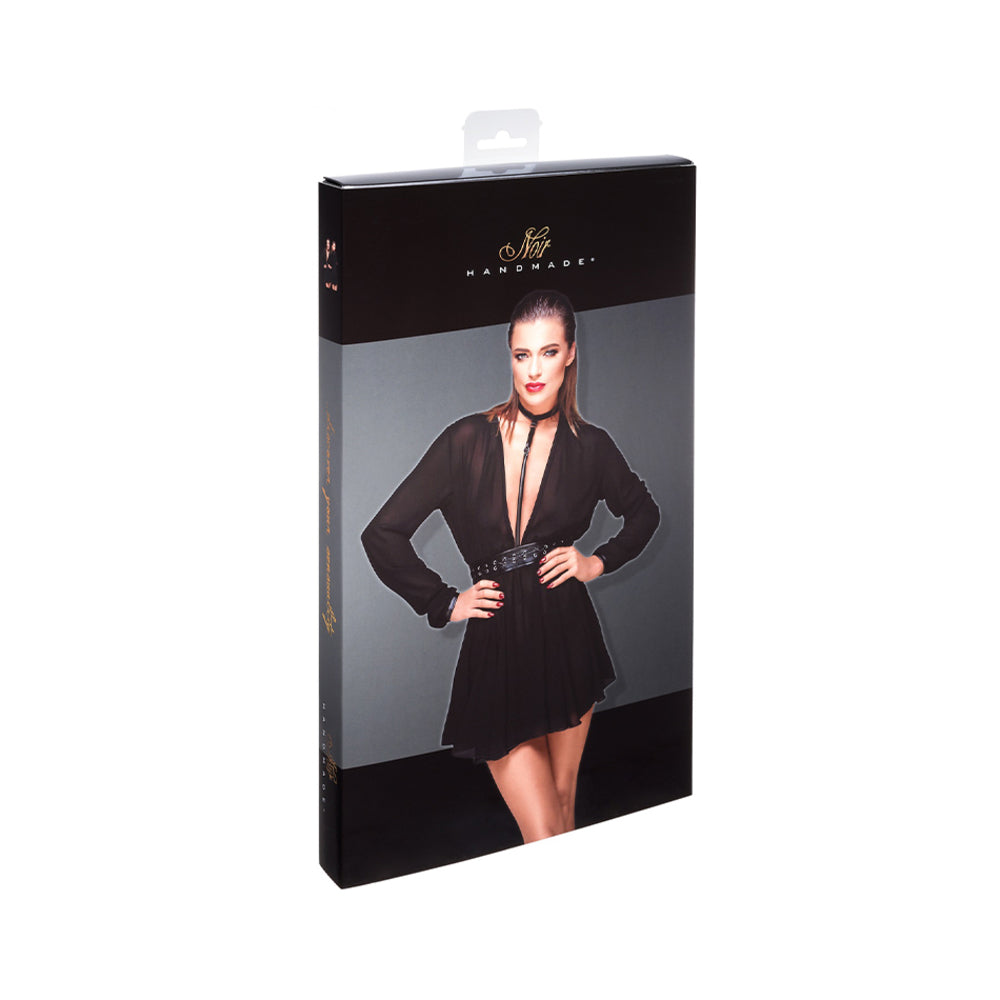Noir Handmade Chiffon Minidress With Choker S