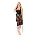 Dreamgirl Floral Lace And Stretch Velvet Slip Chemise Black Xl