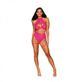 Stretch Lace Bralette & Garter Panty Peony O/s