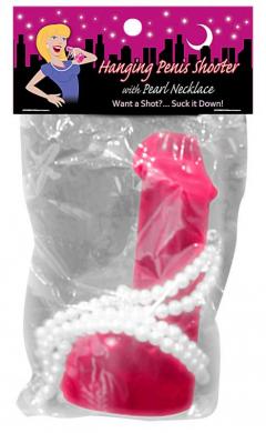 Hanging penis shooter w/pearl necklace