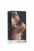 Shots Ouch Ball Gag w/Leather Straps - Black
