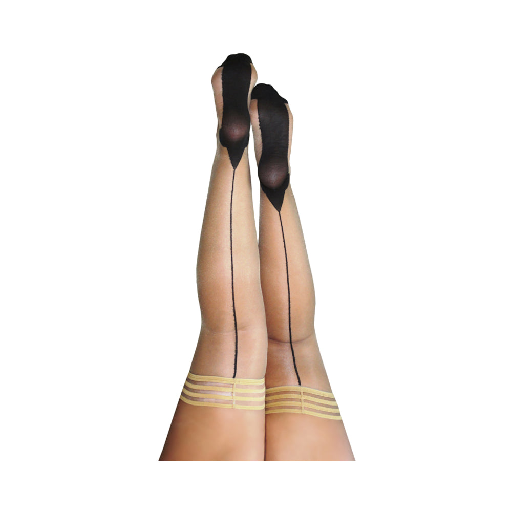 Kixies Ruby Nude Black Back Seam Size D